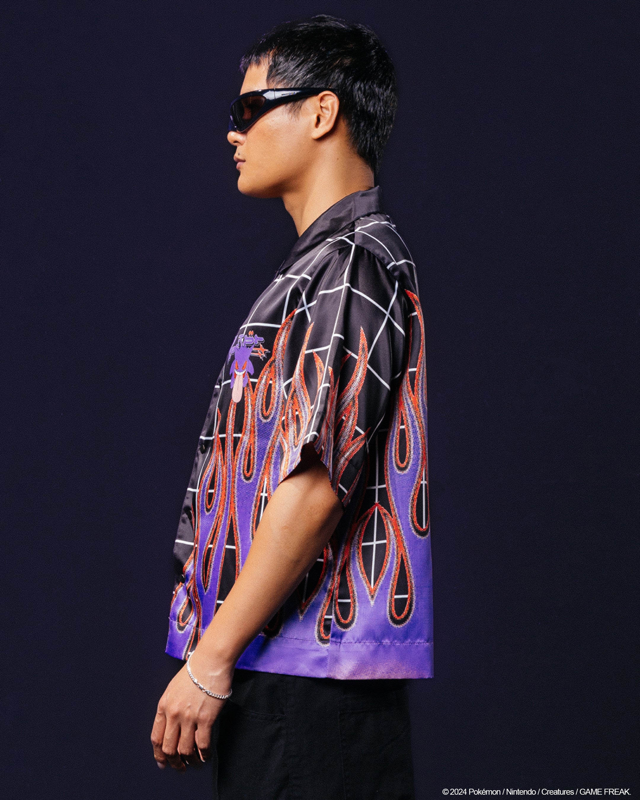 Pokémon By Loiter Gengar Split Button Up Shirt Black/Purple - Image 7
