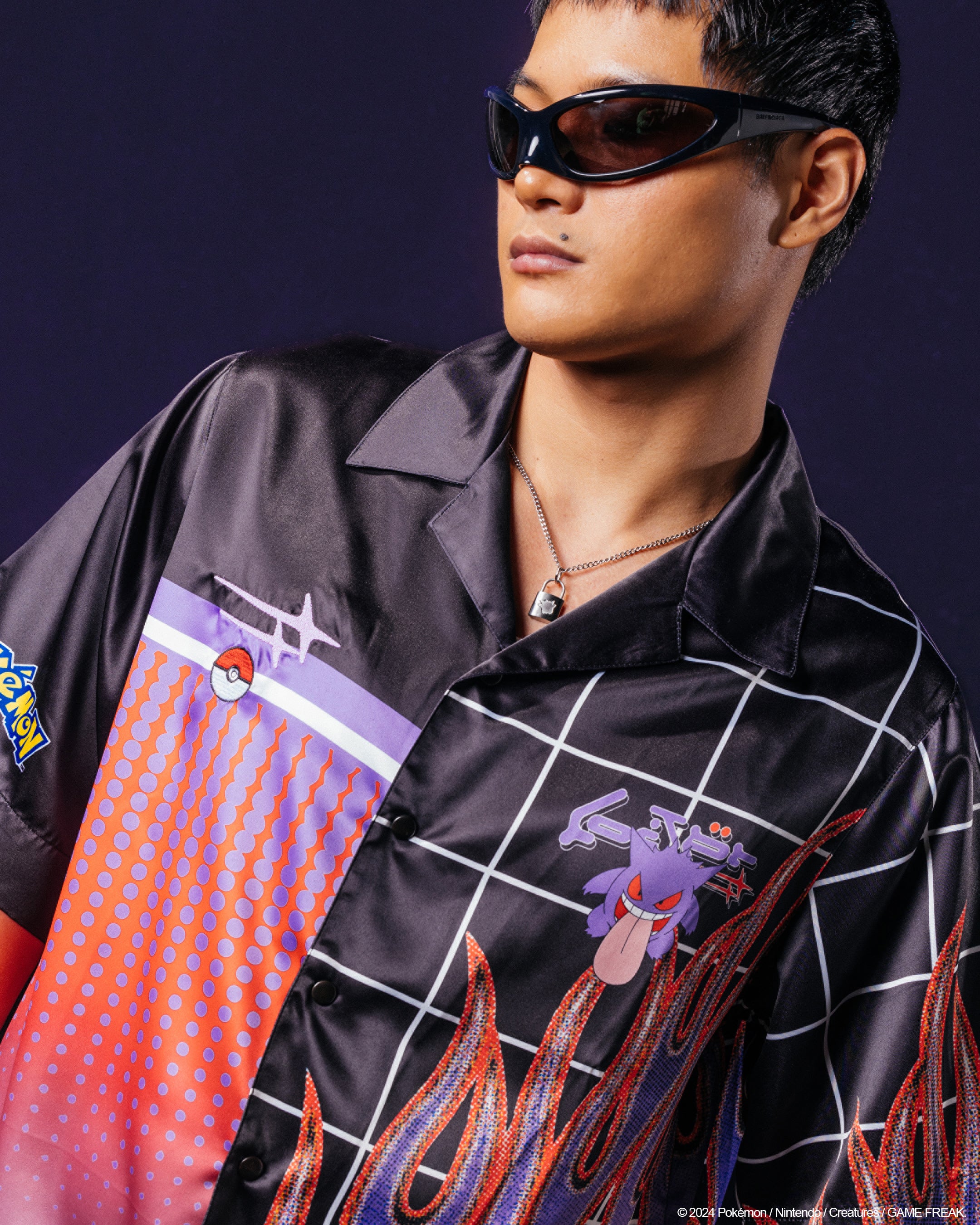 Pokémon By Loiter Gengar Split Button Up Shirt Black/Purple - Image 8